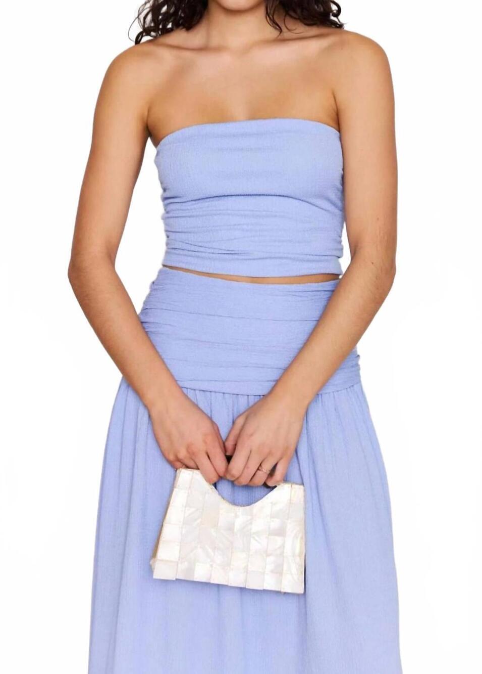 NEW MINKPINK luna strapless top in powder blue